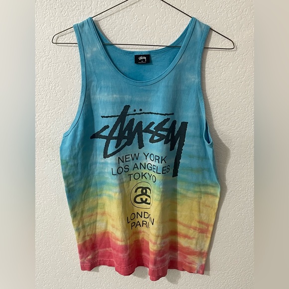 Stussy World Tour Tye-dye Tank Top Size Medium Excellent - Picture 1 of 3